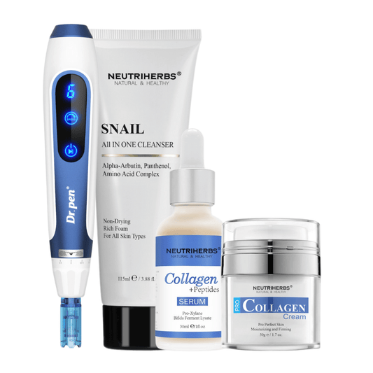 Anti-Age Kit con Dr. Pen A11, Neutriherbs Snail Cleanser, Collagen + Peptides Serum y Pro Collagen Cream.