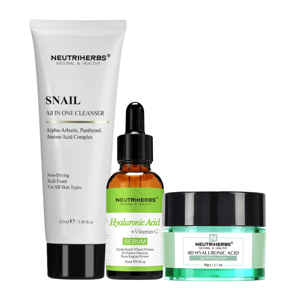 Hydration Routine Kit con Hyaluronic Acid Serum, 4D Hyaluronic Acid Gel y Snail Cleanser
