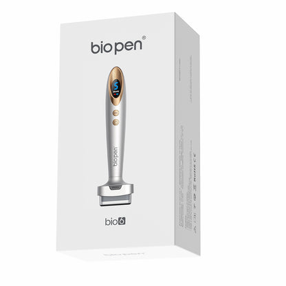 Bio Pen Bio 6 embalaje del producto que muestra el dispositivo microneedling con función EMS, diseñado para tratamiento avanzado de cuidado de piel y cabello.