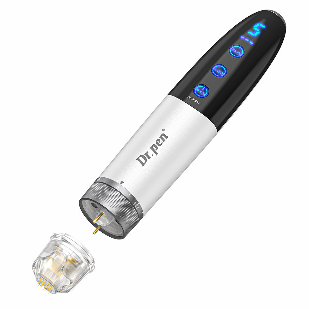 Bio Pen Q1S microneedling-bolígrafo con cartucho de aguja desmontable, funciones LED y tratamiento ajustable para rejuvenecimiento profesional de la piel.