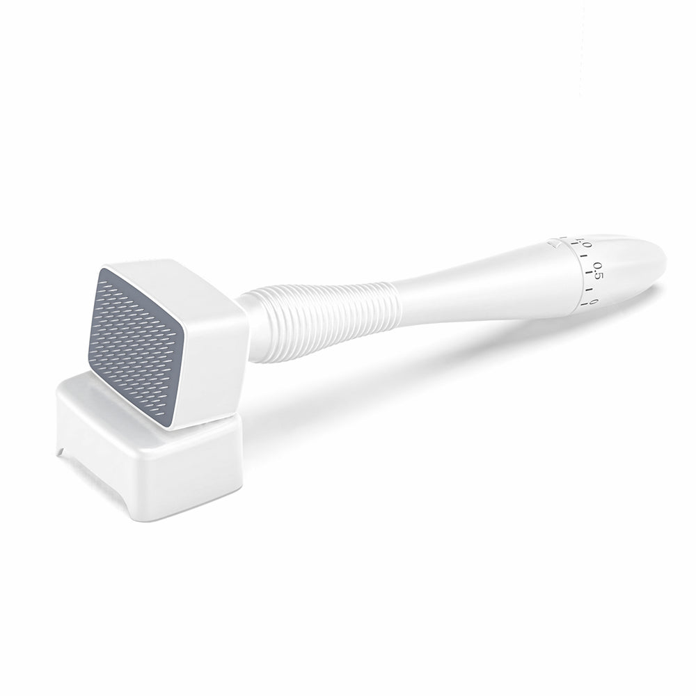 Dermastamp DRS 140A herramienta microneedling con longitud de aguja ajustable y soporte incluido para tratamiento preciso de la piel.