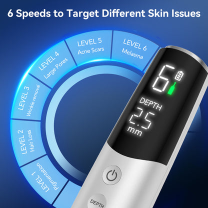 Dr. Pen M9 con 6 niveles de velocidad y profundidad de aguja ajustable para microneedling en diferentes problemas y tipos de piel.