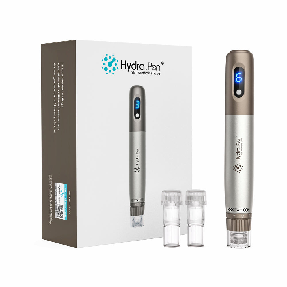 HydraPen h3 microneedling-pluma con pantalla de velocidad LED, dos cartuchos de aguja y empaque - dispositivo profesional para tratamiento de la piel y aplicación de suero.