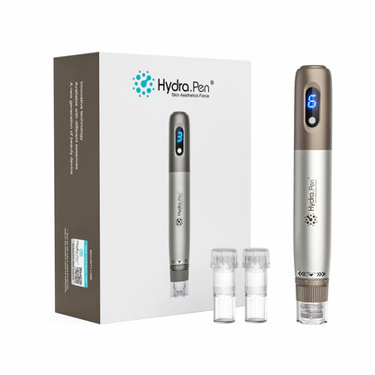 HydraPen h3 microneedling-pluma con pantalla de velocidad LED, dos cartuchos de aguja y empaque - dispositivo profesional para tratamiento de la piel y aplicación de suero.