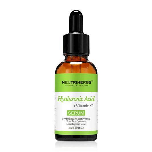 Neutriherbs Hyaluronic Acid + Vitamin C Serum 30 ml con ácido hialurónico y vitamina C. Sérum facial hidratante que aporta luminosidad, unifica el tono de la piel y ayuda a reducir las líneas finas para una piel suave y fresca.