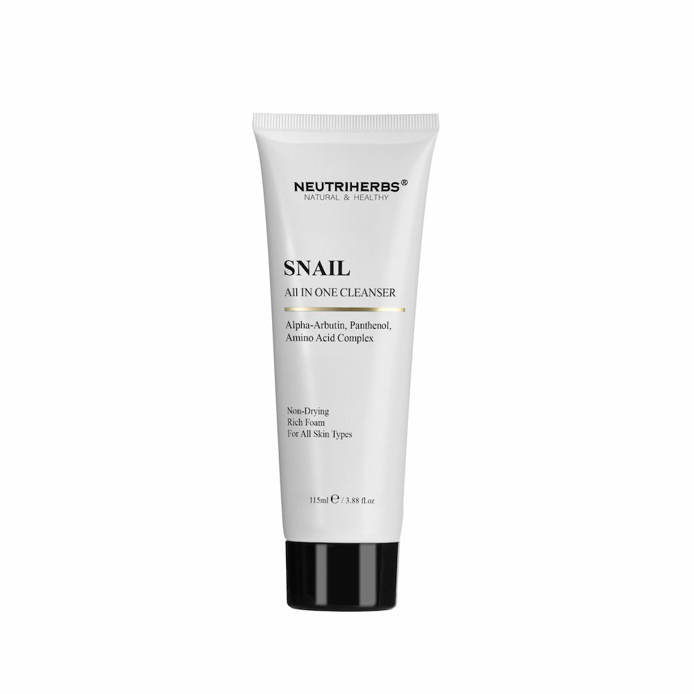 Neutriherbs Snail All In One Cleanser 115 ml – limpieza facial suave con extracto de caracol, alfa-arbutina y pantenol para todo tipo de piel.