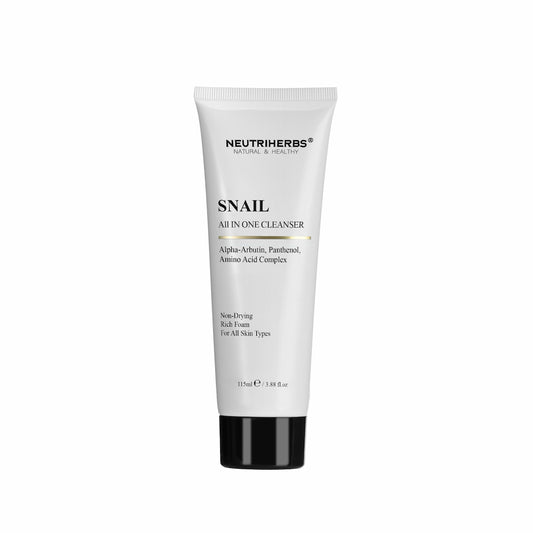 Neutriherbs Snail All In One Cleanser 115 ml – limpieza facial suave con extracto de caracol, alfa-arbutina y pantenol para todo tipo de piel.